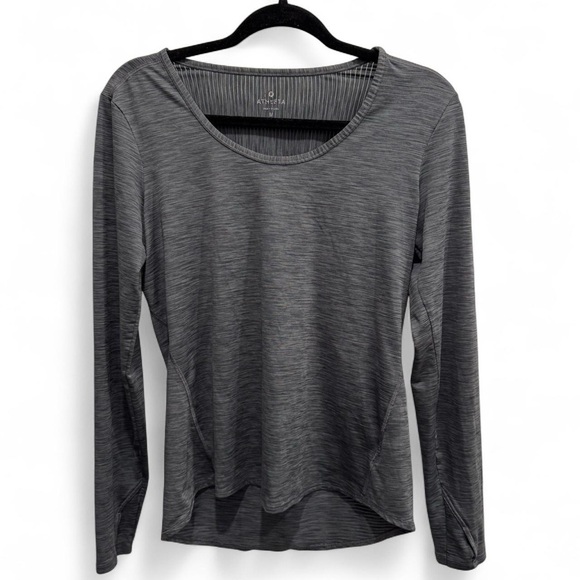 Athleta Seamless Long Sleeve Thumb Holes Yoga Workout Gray, Size Medium - Picture 1 of 6